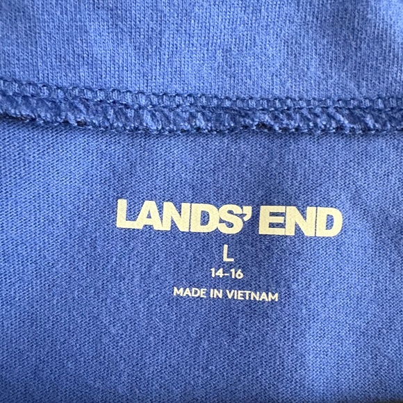 Lands' End Blue 100% Cotton Summer Dress / Shift / Swimsuit Coverup with pockets - Picture 3 of 4